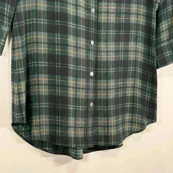 Equipment Femme 100% silk tartan plaid shirt dress green holiday winter size xs - Picture 4 of 16